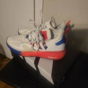 Adidas Kids' White, Blue, and Red Sneakers
